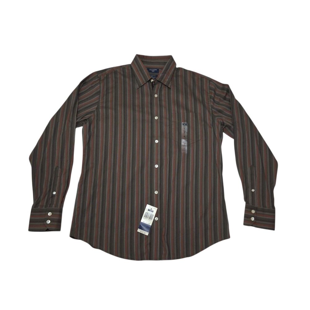 Dockers‎ Men's Medium Shirt NEW WITH TAGS Brown Striped Long Sleeve